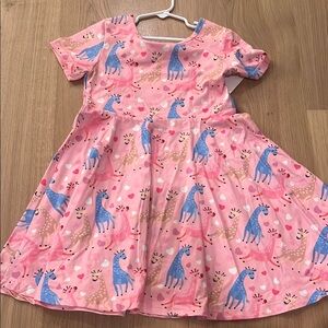 Pink Kids Dress with Animal Print